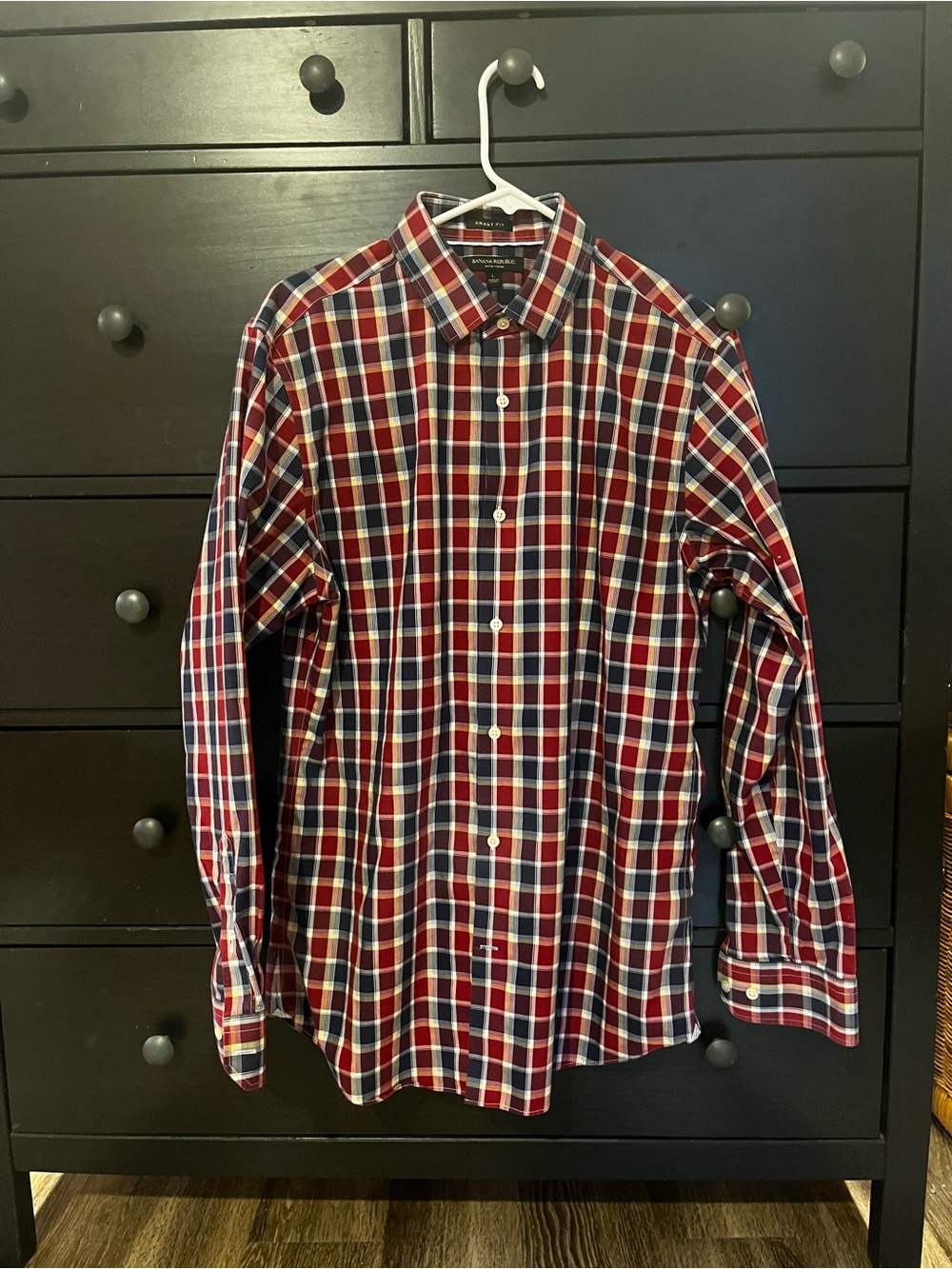 Banana Republic Men's Red & Navy Plaid Button-Down Shirt